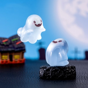 Luminous Halloween ghost figurines for micro landscape decoration with glowing resin finish