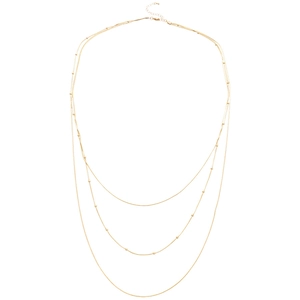 Three-layer gold layered necklace with minimalist snake and beaded chain design