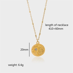 18k gold plated stainless steel sun and moon pendant necklace with cz crystals