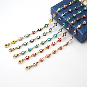 Collane con malocchio multicolore in acciaio inossidabile placcato oro 18K su scatola blu