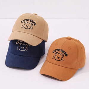 Casquette De Baseball Pour Enfants Broderie Ours Mignon Coton Respirant Protection Solaire Chapeau Décontracté