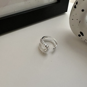 Anello aperto a spirale in argento sterling S925 con finitura metallica lucida