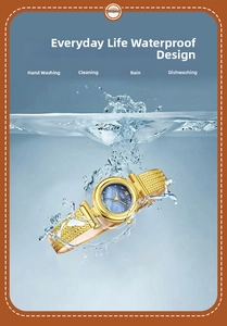 GEDI waterproof quartz watch for women with blue mother of pearl dial in splashing water