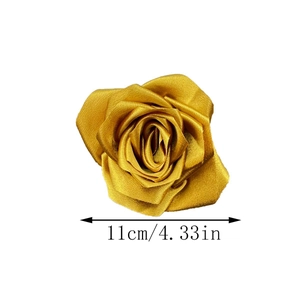 Golden satin 11cm 3D rose flower brooch accessory for fashion clothing and DIY design