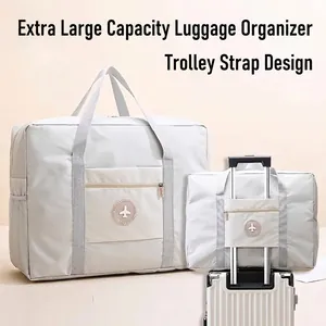 Large Capacity Travel Bag Oxford Cloth Foldable Waterproof Duffel Bag With Suitcase Handle Sleeve For Trip