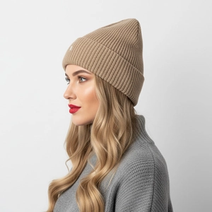 Ribbed Beanie Hat Acrylic Solid Color Letter R Embroidery Cuffed Knit Cap Warm Winter Casual Headwear For Men Women