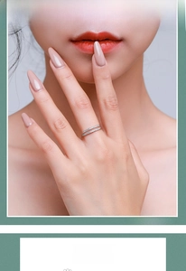 Close-up of double-layer S925 sterling silver ring with cubic zirconia on model's hand