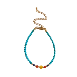 Natural stone bead bracelet with turquoise, lapis lazuli and agate in Chinese style
