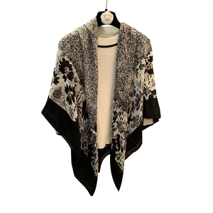 French style black and white cotton linen scarf for women used as a thin neck wrap shawl