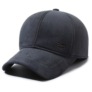 Winter-Baseballkappe für Herren in Dunkelgrau mit Fleece-Futter und Ohrenschutz