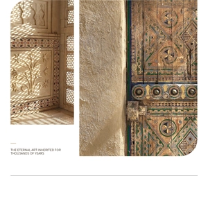 Close-up of vintage French rug texture with intricate geometric patterns and artistic shadows