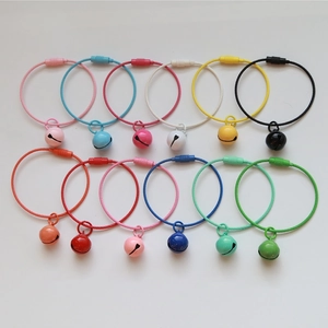 Colorful macaron wire keychain rings with small bells for DIY handmade accessories