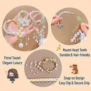 Pince à cheveux muguet doré avec glands floraux et perles pour coiffure élégante