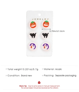 Tabella dettagliata delle taglie per orecchini di Halloween in acrilico colorato