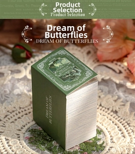 Detailed view of MR.PAPER vintage collector series green box with butterfly illustration