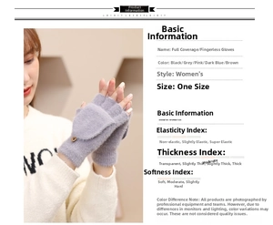 Detail of light purple convertible knit gloves with button closure and fingerless option