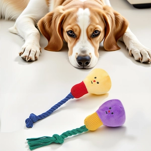 Bulb-shaped plush dog toys with durable cotton rope for small dogs and puppies