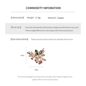 Detailed size chart and product parameters for the vintage zircon oval brooch accessory