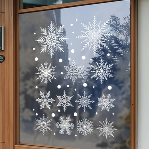 Christmas Snowflake Window Stickers White Static Cling PVC Reusable Winter Holiday Glass Door Decals Double Sided