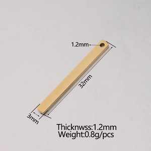 Golden 32mm stainless steel rectangular pendant DIY charm with mirror finish details