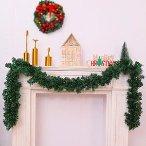 Artificial Christmas Garland Green PVC Rattan Decoration For Fireplace Stairs Holiday Home Party Ornament