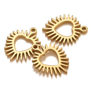Heart Shape Pendants 304 Stainless Steel Sunburst Sun Ray Hollow DIY Jewelry Making Charms For Necklace Bracelet Earrings