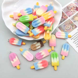 Colorful gradient resin ice cream pendants for DIY jewelry making and crafts