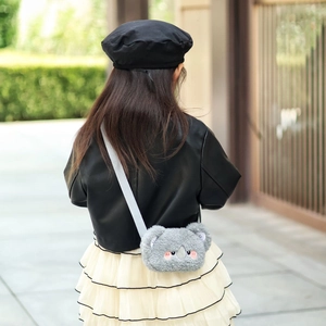 Cute plush koala crossbody bag for girls with adjustable strap and 3D ears design