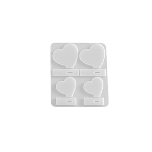 White silicone mold for 4-cavity heart frames, ideal for DIY resin and candle casting