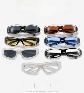 Multi-color collection of wrap-around cycling sunglasses with durable PC frames