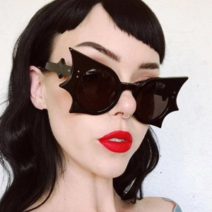 Bat Wing Shape Sunglasses PC Frame AC Lens Goth Punk Novelty Eyewear For Party Festival Rave Costume Unisex