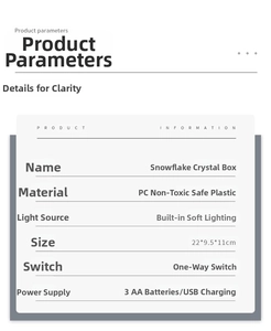 Technical specifications of the lighted Christmas car music box measuring 22x9.5x11cm