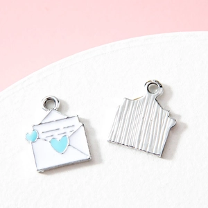 Cartoon enamel heart envelope charm pendants for DIY jewelry making and accessories