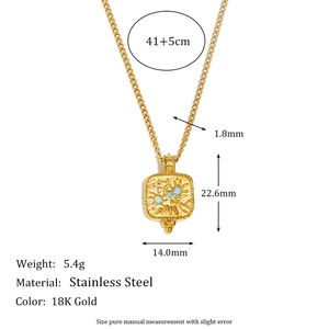 Detailed size chart for 18K gold plated stainless steel sun and moon pendant necklace