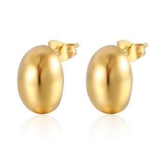 Vintage Bean Stud Earrings Stainless Steel High Polished Minimalist Geometric Jewelry For Women