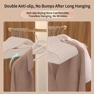 Non-slip velvet clothes hangers with wide shoulders and chrome hooks for seamless storage