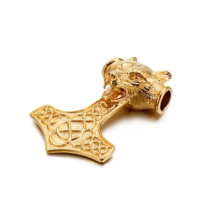 Collier Pendentif Marteau De Thor Mjölnir Viking Homme Acier Inoxydable 316L Tête De Loup Nœud Celtique Rétro Punk