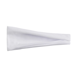 Elastic white cotton sports headband for running and yoga, soft moisture-wicking fabric