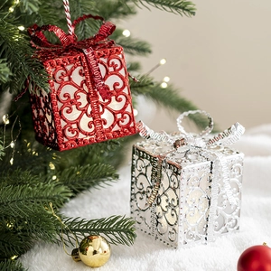 Christmas decorative light up gift box ornaments for tree holiday party home decor hanging pendant