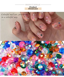 Macro shot of colorful flatback jelly rhinestones for nail art and DIY decoration kits
