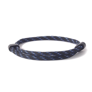 Adjustable anchor woven bracelet in black with blue and silver nylon rope for men and women