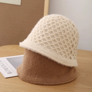 Chic handmade crochet bucket hats in beige and brown for autumn and winter warmth