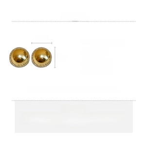 Detailed product specifications for gold-tone rhinestone dome earrings with 3.3cm size