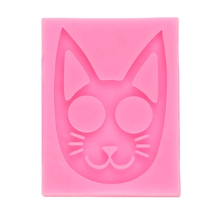Moule en silicone rose pour porte-clés chat DIY avec détails de visage mignon