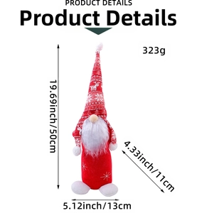 Dimensions détaillées d'un gnome de Noël avec chapeau tricoté rouge et barbe blanche