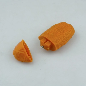 Macro shot of a creative fried chicken wing pen with realistic skin texture and metal tip