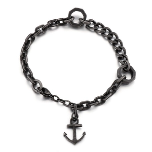 Men Stainless Steel Bracelet With Anchor Pendant And Hexagon Nuts Nautical Punk Style Retro Chain Jewelry