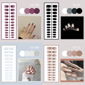 Glossy Medium Long Square Head Press On Nails ABS Plastic Full Cover Fake Nails Manicure Decoration For Women Girls