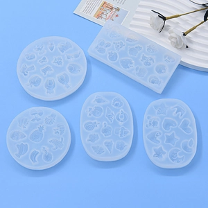 5-piece set of blue silicone molds with fruit and star shapes for DIY baking and crafts