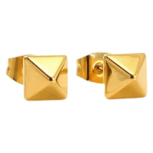 Boucles d'oreilles pyramides en acier inoxydable plaqué or 18k avec fermoirs papillon
